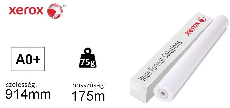 Tekercses fénymásolópapír XEROX mérnöki tekercs A0+ (914mmX175m) 75g belső maghoz rögzítéssel  496L94040