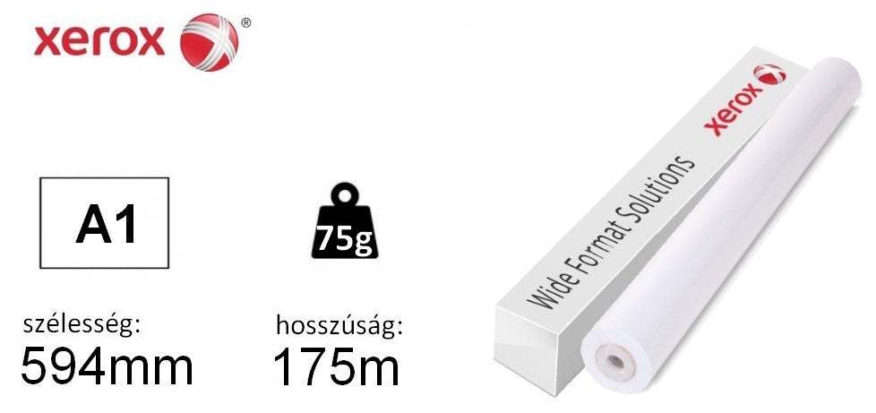 Tekercses fénymásolópapír XEROX mérnöki tekercs A1 (594mmX175m) 75g belső maghoz rögzítéssel  496L94043