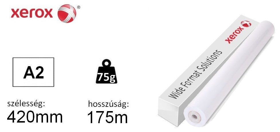 Tekercses fénymásolópapír XEROX mérnöki tekercs A2 (420mmX175m) 75g belső maghoz rögzítéssel  496L94044