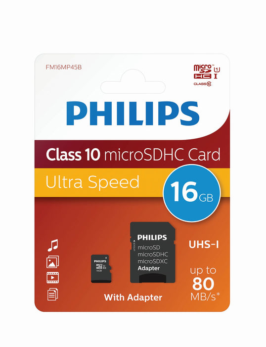 Memóriakártya PHILIPS Micro SDHC adapterrel 16GB Class10