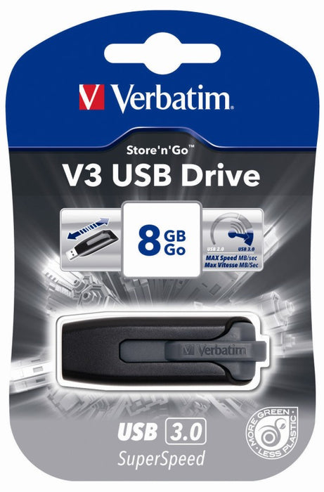 Pendrive VERBATIM V3 8GB USB 3.0 60/12 MB/sec fekete-szürke