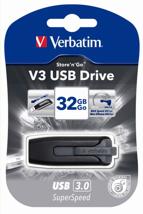 Pendrive VERBATIM V3 32GB USB 3.0 60/12 MB/sec fekete-szürke