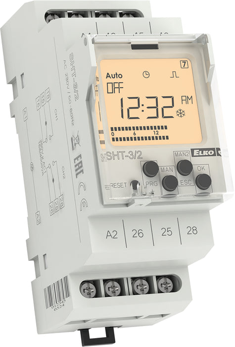 SHT-3/2/230V  -  2csatornás kapcsolóóra