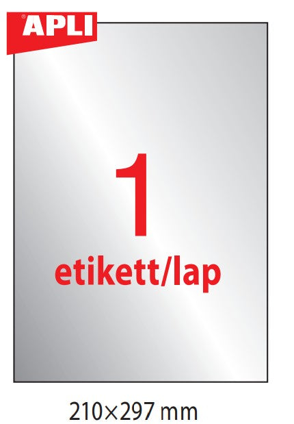 Etikett címke APLI (210x297) ezüst időjárásálló 20lap  LCA10071