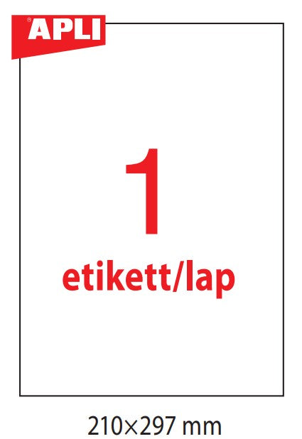 Etikett címke APLI (210x297) felülcimkézéshez tökéletes fedés 20lap  LCA11709