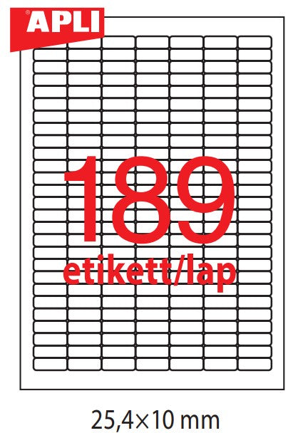 Etikett címke APLI (25,4x10) felülcimkézéshez tökéletes fedés 20lap  LCA11706